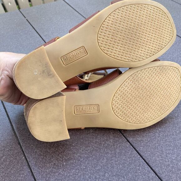 Sperry Vivianne Lia leather sandals size 8 womens gladiator style brown chunky w - Picture 9 of 11